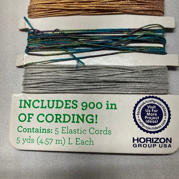 Horizon Group Metallic Sparkle Elastic Cord Crafting Set - 5 Colors 5 yds ea - Picture 2 of 6
